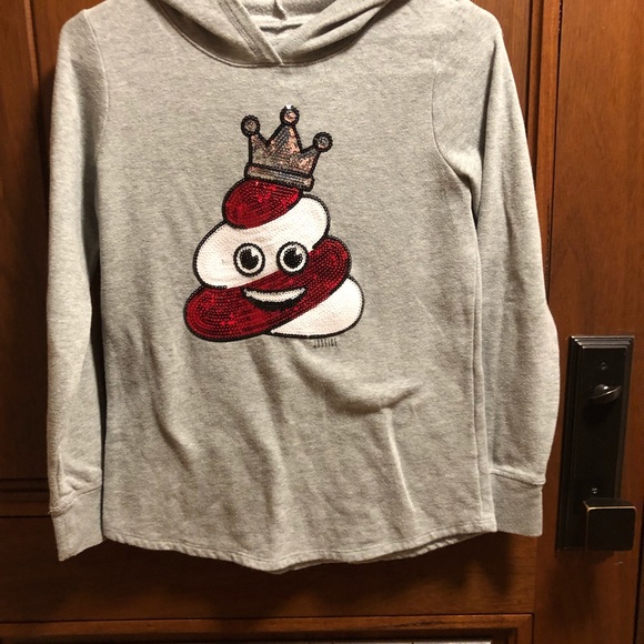 5/$20🦄Justice Poop Emoji Gray Hooded Top size 12 - Picture 8 of 8